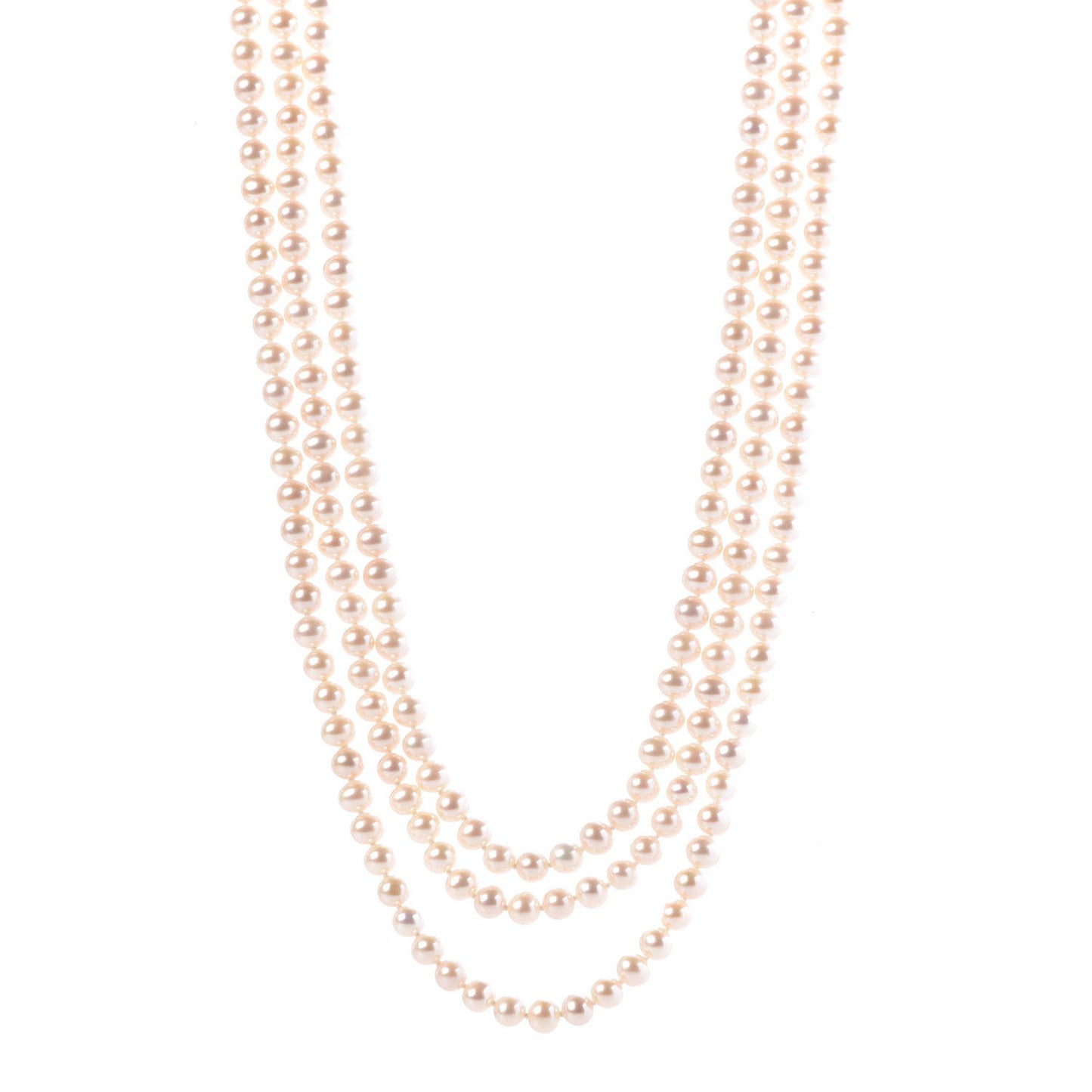 Sterling Silver Pearl 6-7mm Ziegfeld Strand Necklace 80"