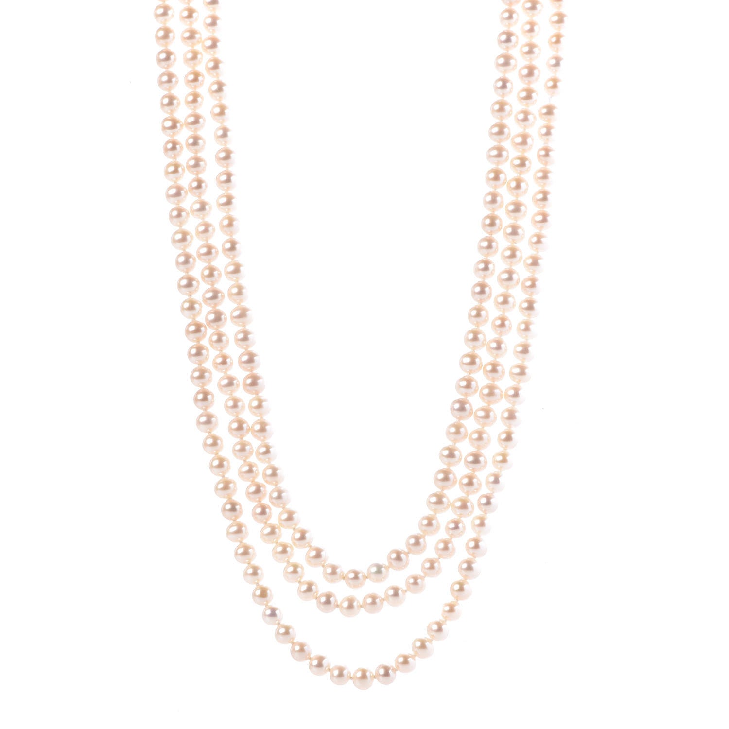 Tiffany Sterling Silver Pearl 6-7mm Ziegfeld Strand Necklace 80" 1 of 6
