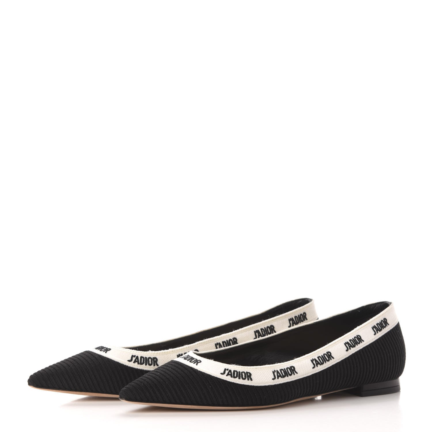Christian Dior Fabric Ribbon Embroidered J'Adior Ballet Flats 36.5 Black 2 of 9