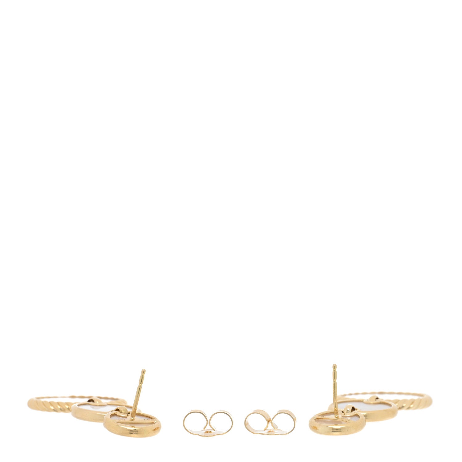 David Yurman 18K Yellow Gold Mother of Pearl Elements Triple Drop Earrings 3 of 5