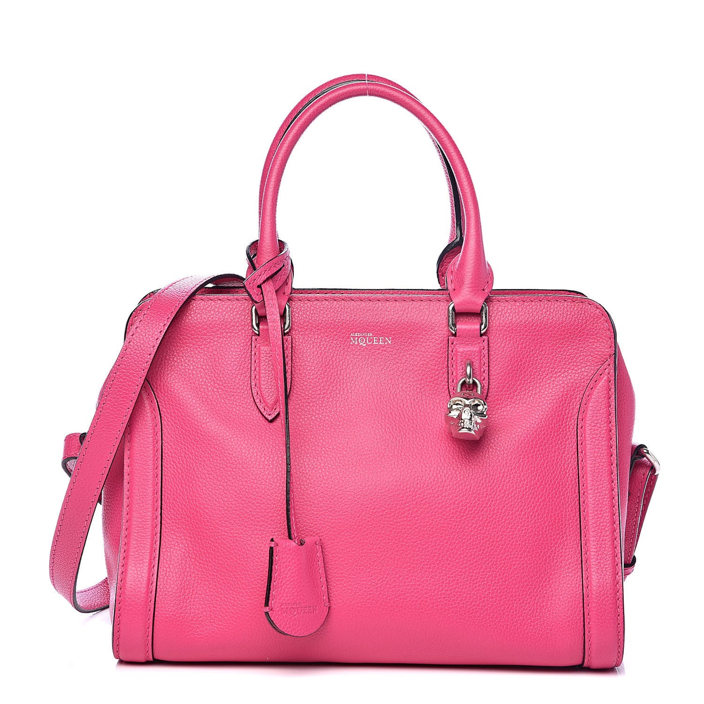 Pebbled Calfskin Small Skull Padlock Zip Around Tote Bouganville