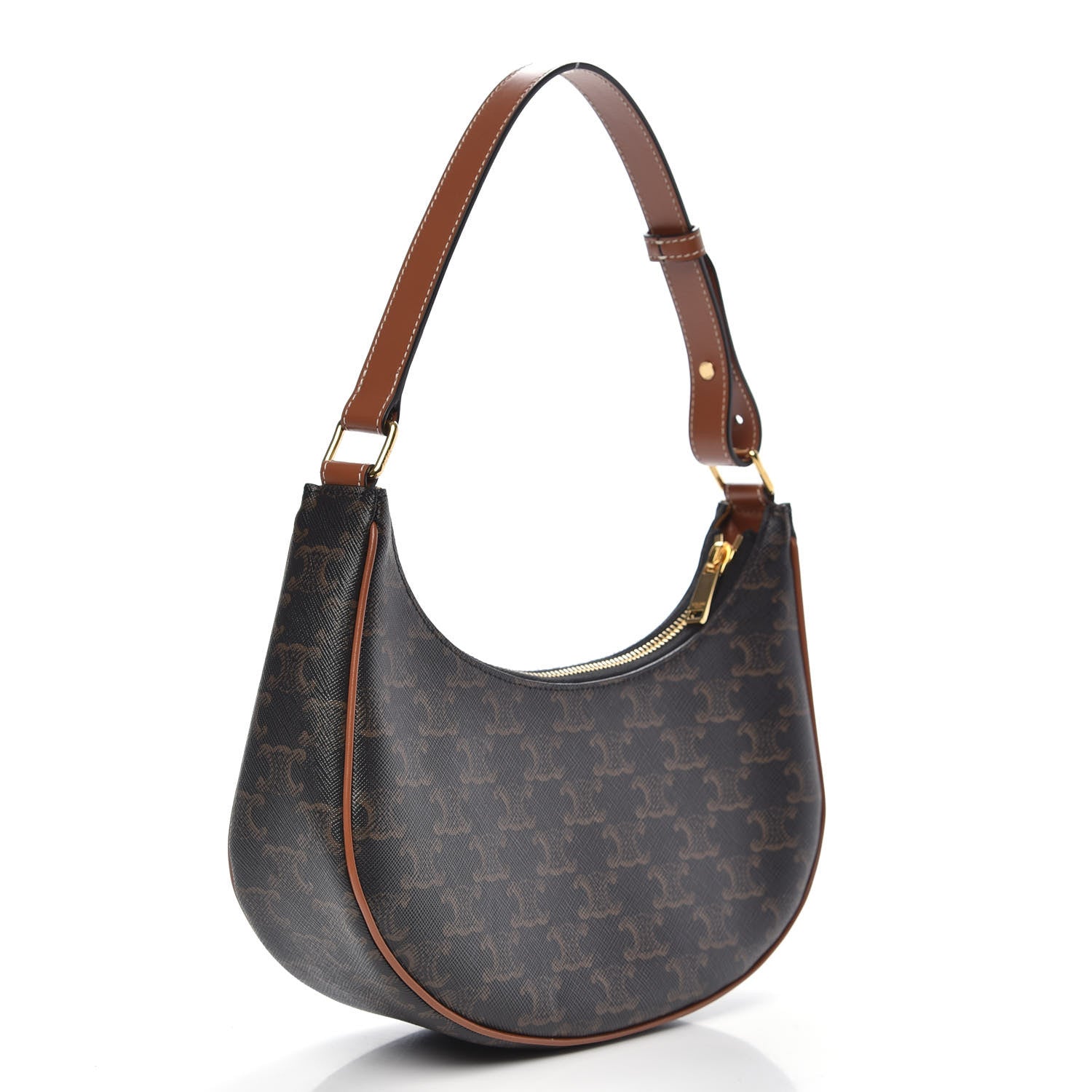 Celine Triomphe Canvas Calfskin Ava Shoulder Bag Tan 3 of 10