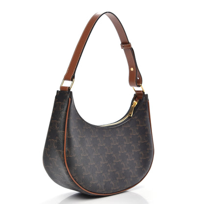 Celine Triomphe Canvas Calfskin Ava Shoulder Bag Tan 3 of 10
