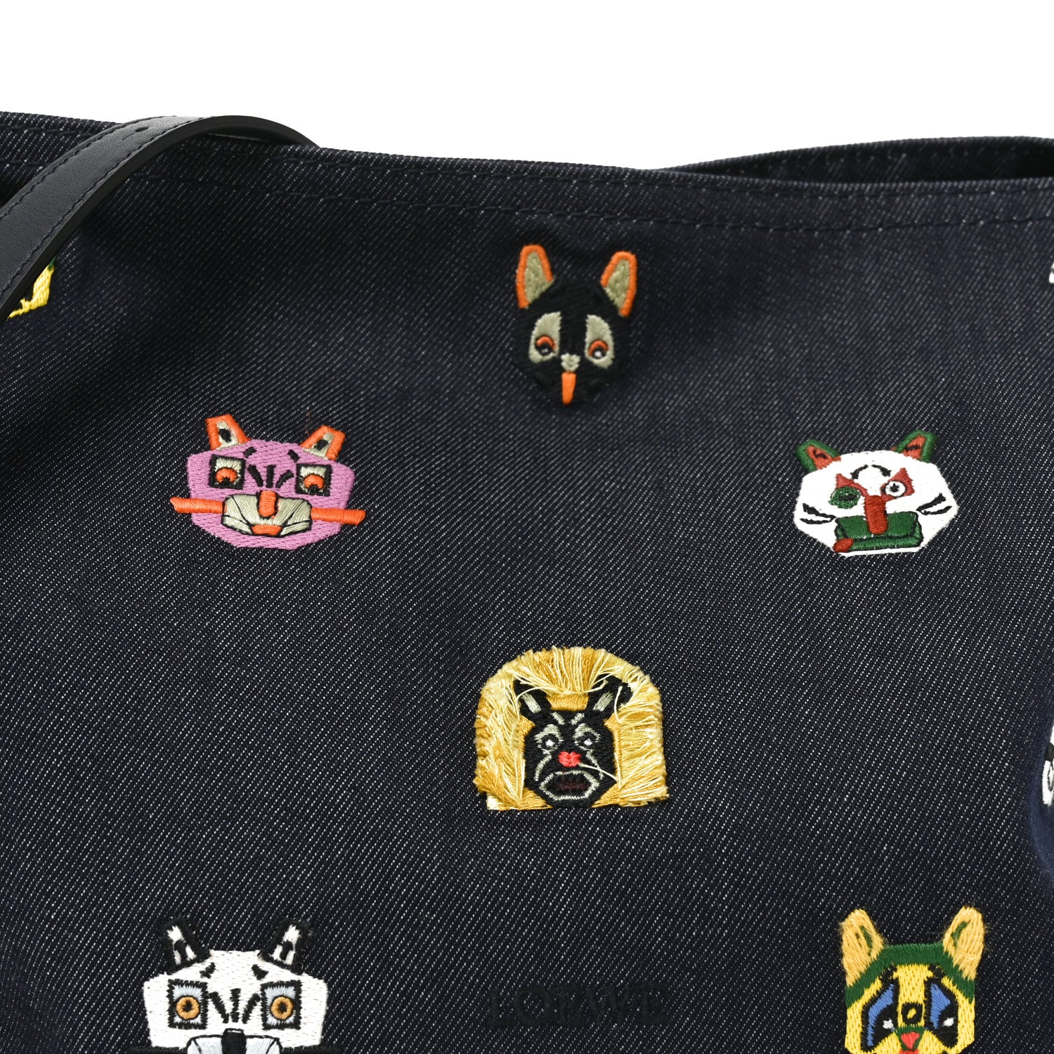 Loewe X Louis Wain Denim Embroidered Futurist Cats Medium Flamenco Knot Clutch Blue 7 of 9