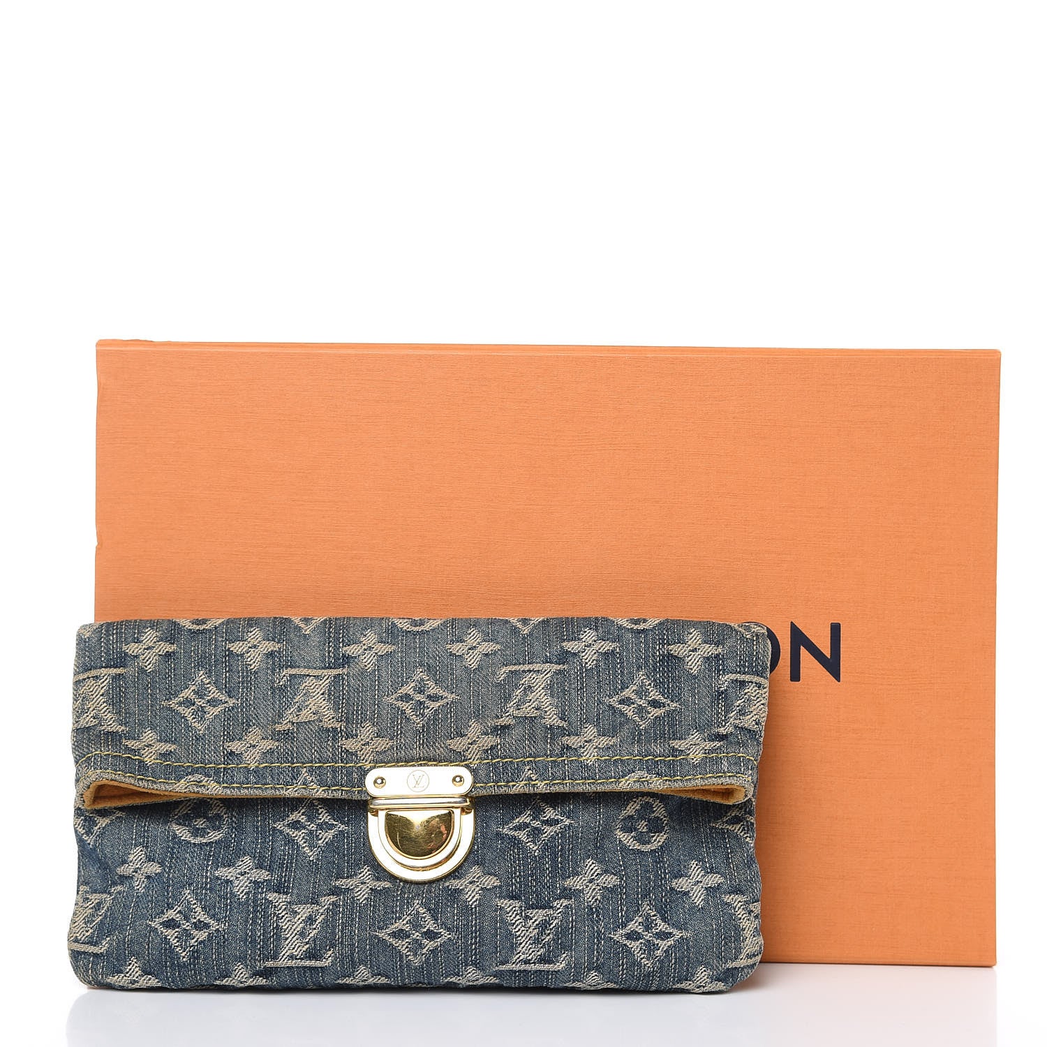 Louis Vuitton Monogram Denim Pochette Plat Clutch Blue 10 of 10
