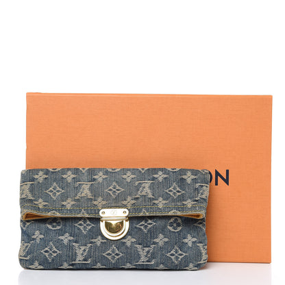 Louis Vuitton Monogram Denim Pochette Plat Clutch Blue 10 of 10