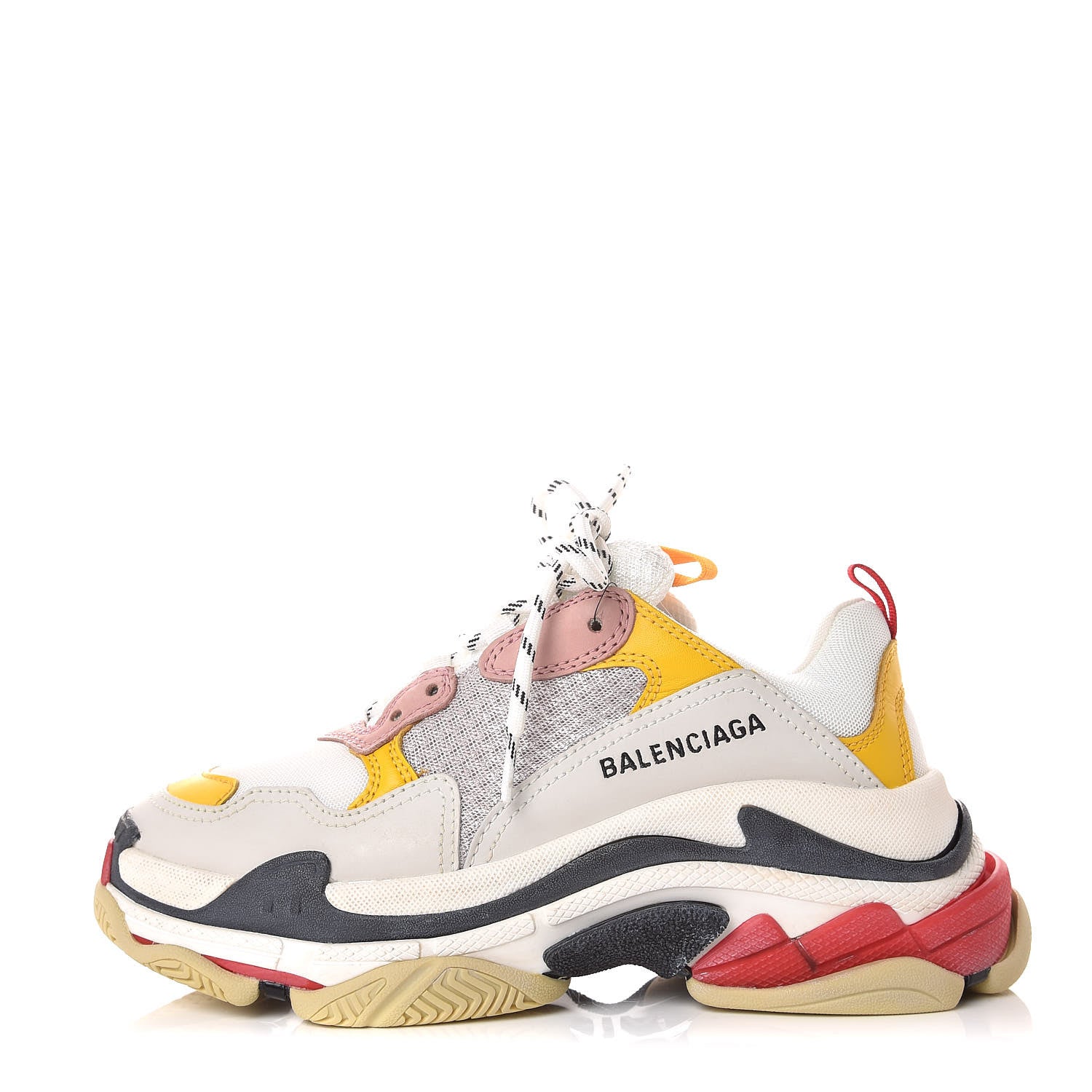 Balenciaga Mesh Nubuck Womens Triple S Sneakers 38 White Gris Jaune Rose 1 of 8