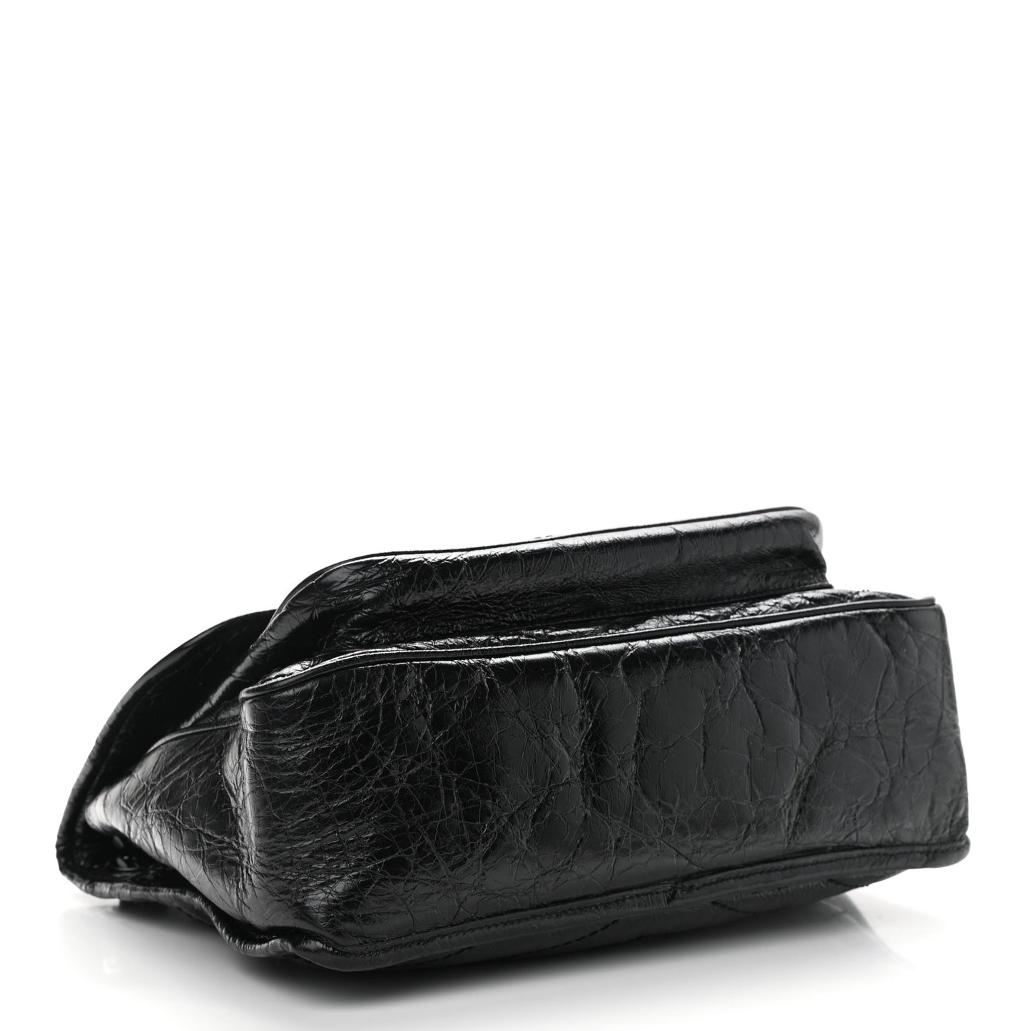 Crinkled Calfskin Matelasse Monogram Medium Niki Chain Satchel Black