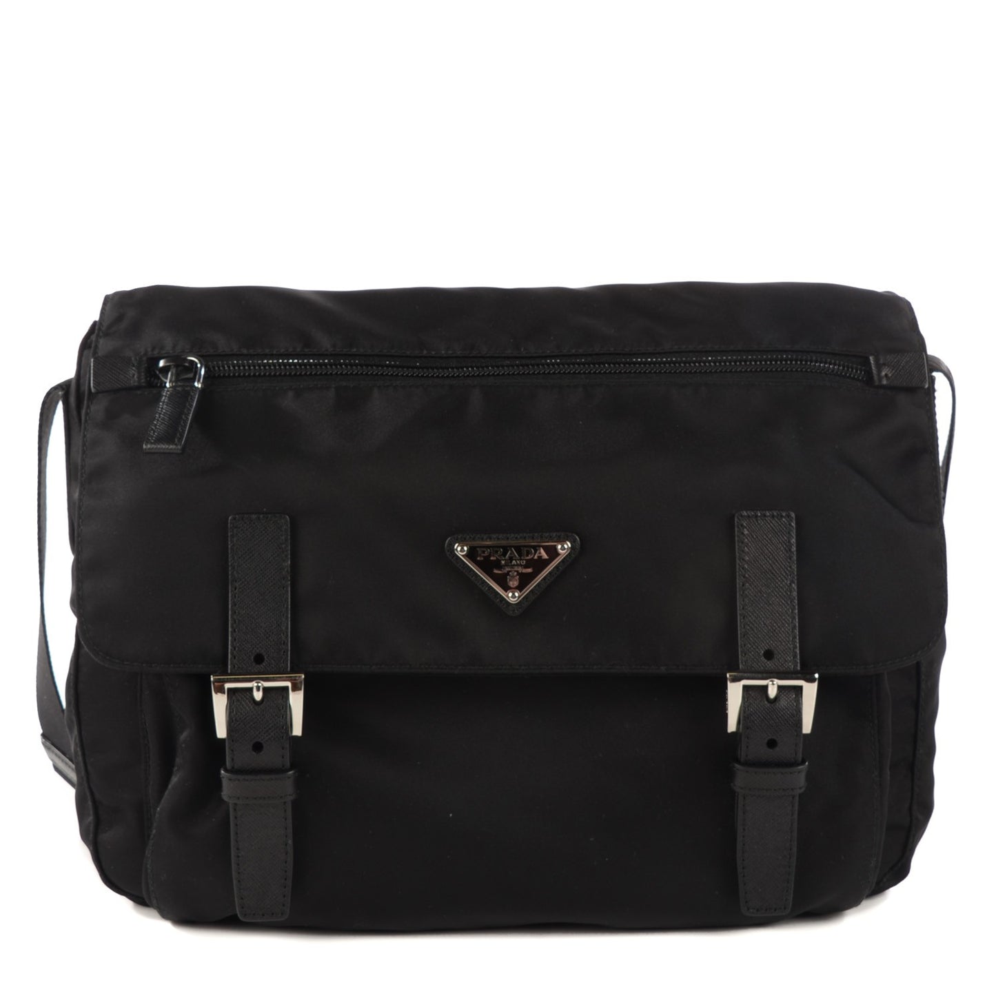 Tessuto Nylon Saffiano Messenger Bag Nero Black