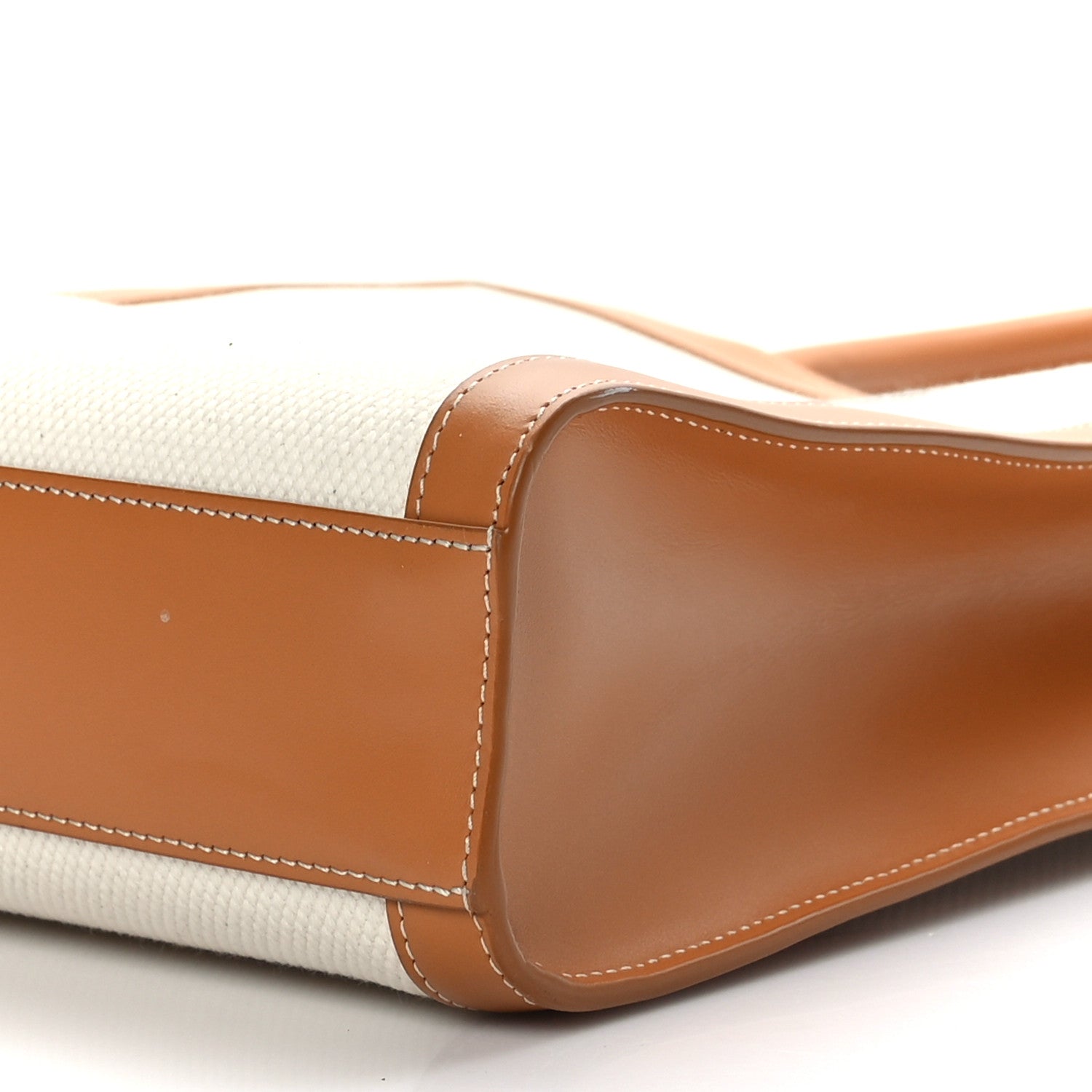 Celine Canvas Calfskin Logo Print Small Vertical Cabas Natural Tan 8 of 8