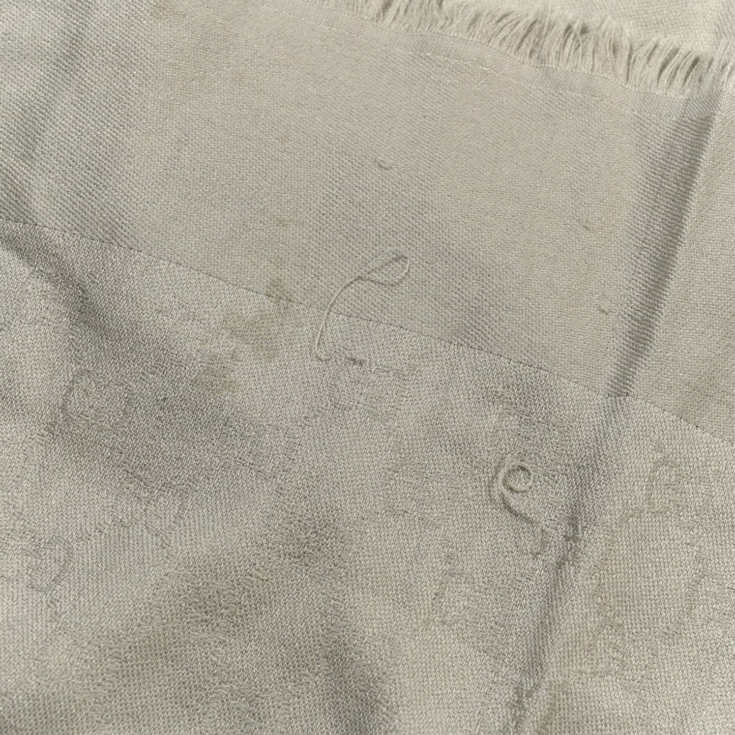 Wool Silk Jacquard GG Monogram Square Shawl Grey