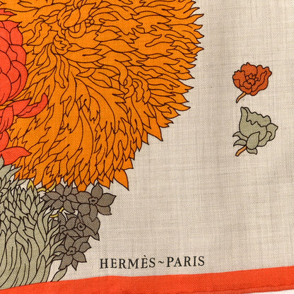 Hermes Cashmere Silk Robre Legre Giant Triangle Scarf Orange Naturel Kaki 2 of 4