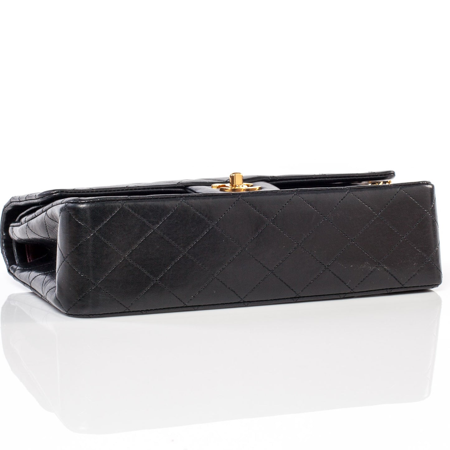 Lambskin Medium Double Flap Black