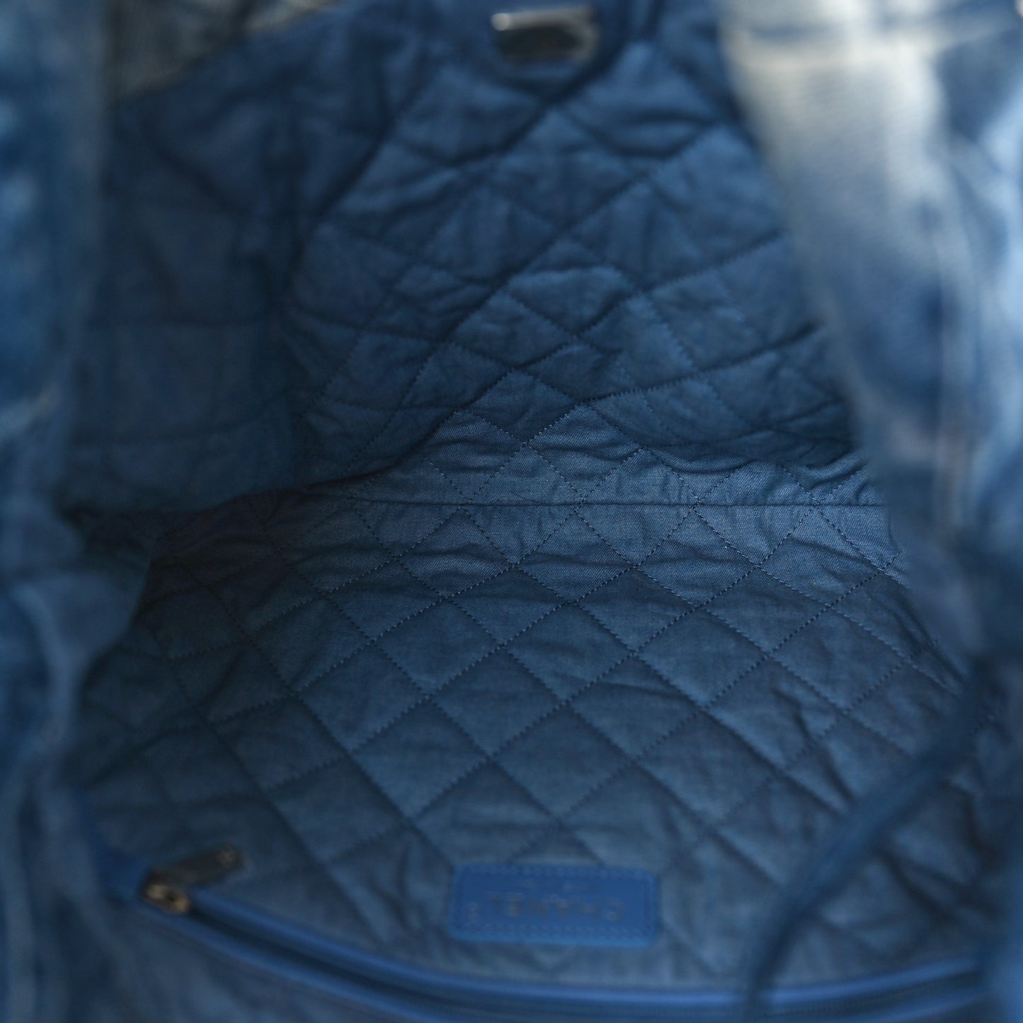 Denim Quilted Small Chanel 22 Blue