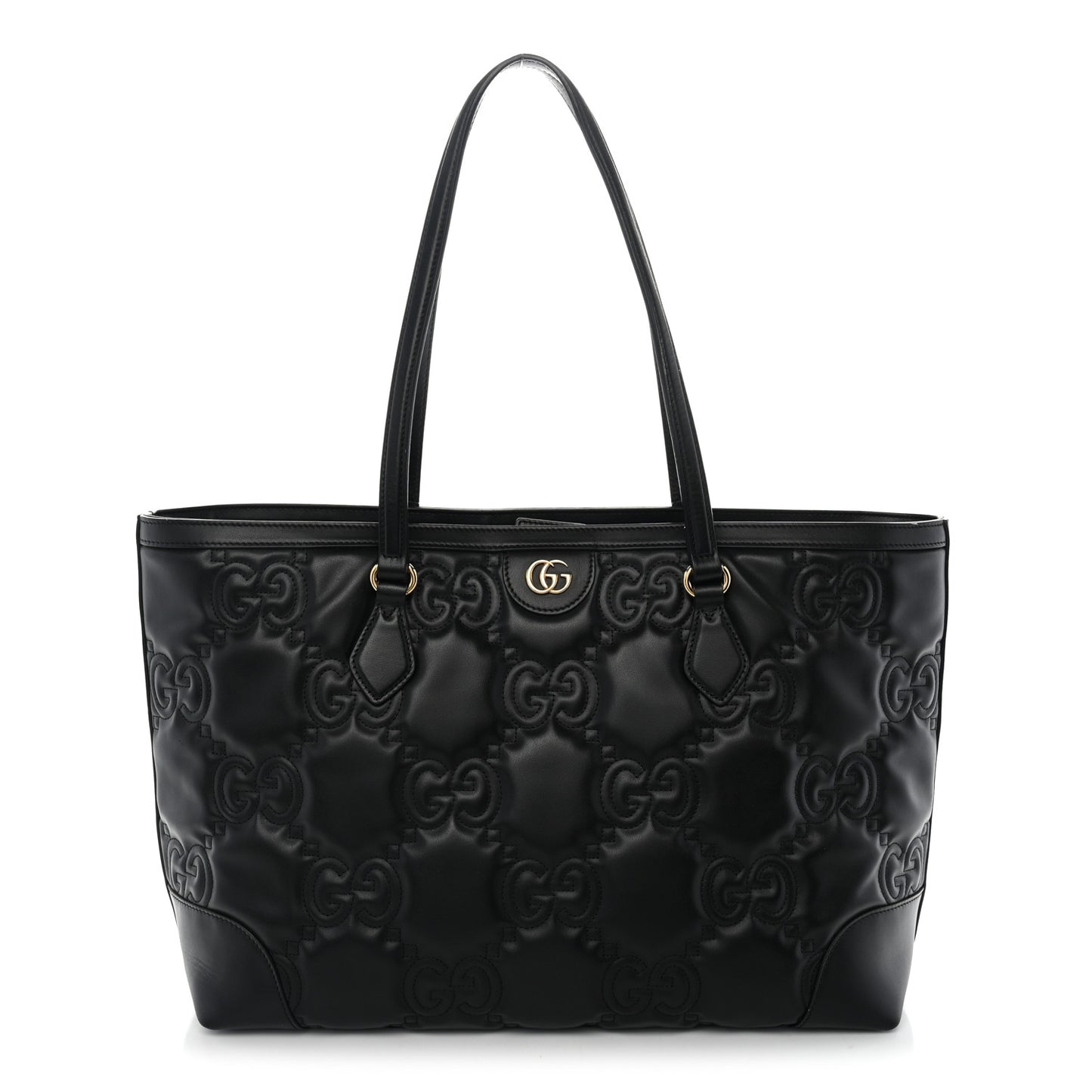 Calfskin GG Matelasse Medium Ophidia Shopping Tote Black