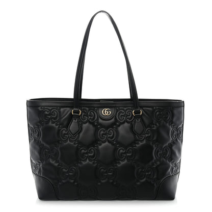 Gucci Calfskin GG Matelasse Medium Ophidia Shopping Tote Black 1 of 10