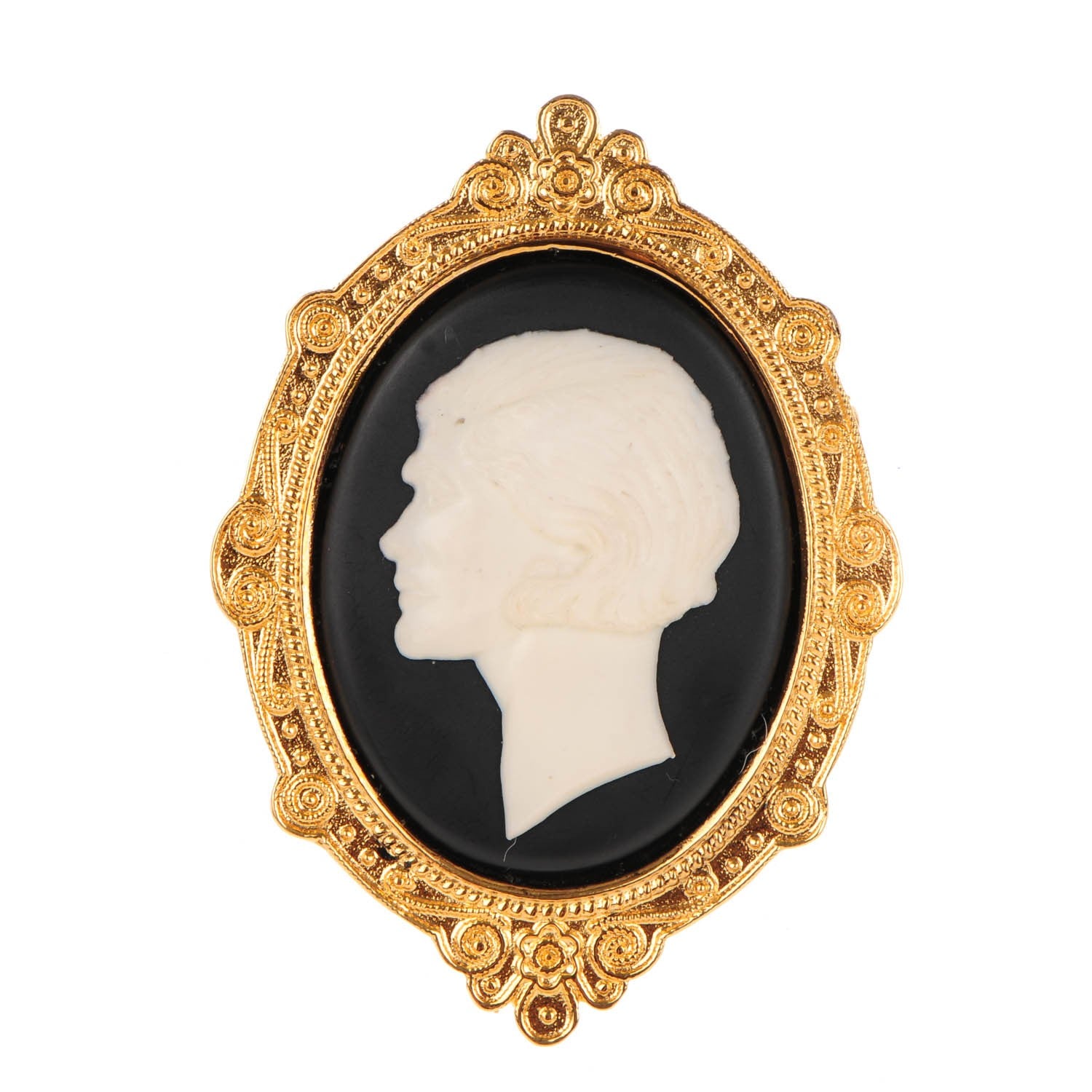 Chanel Resin Coco Cameo Brooch Black Gold 1 of 5