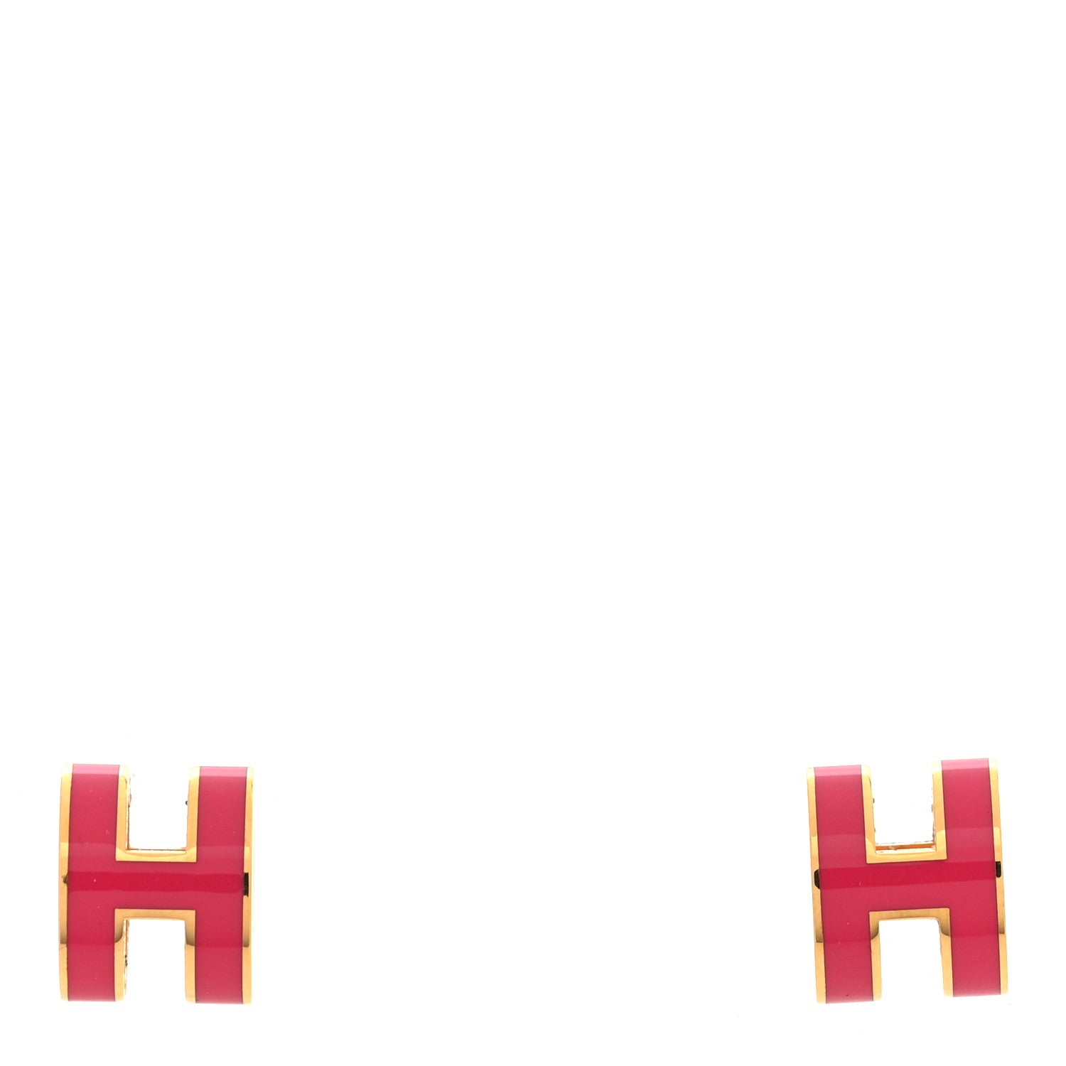 Hermes Rose Gold Lacquered Mini Pop H Earrings Rose Extreme 1 of 5