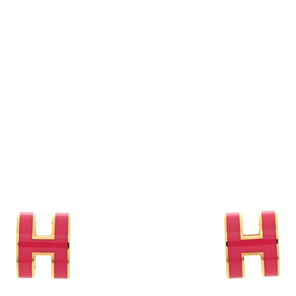 Hermes Rose Gold Lacquered Mini Pop H Earrings Rose Extreme 1 of 5