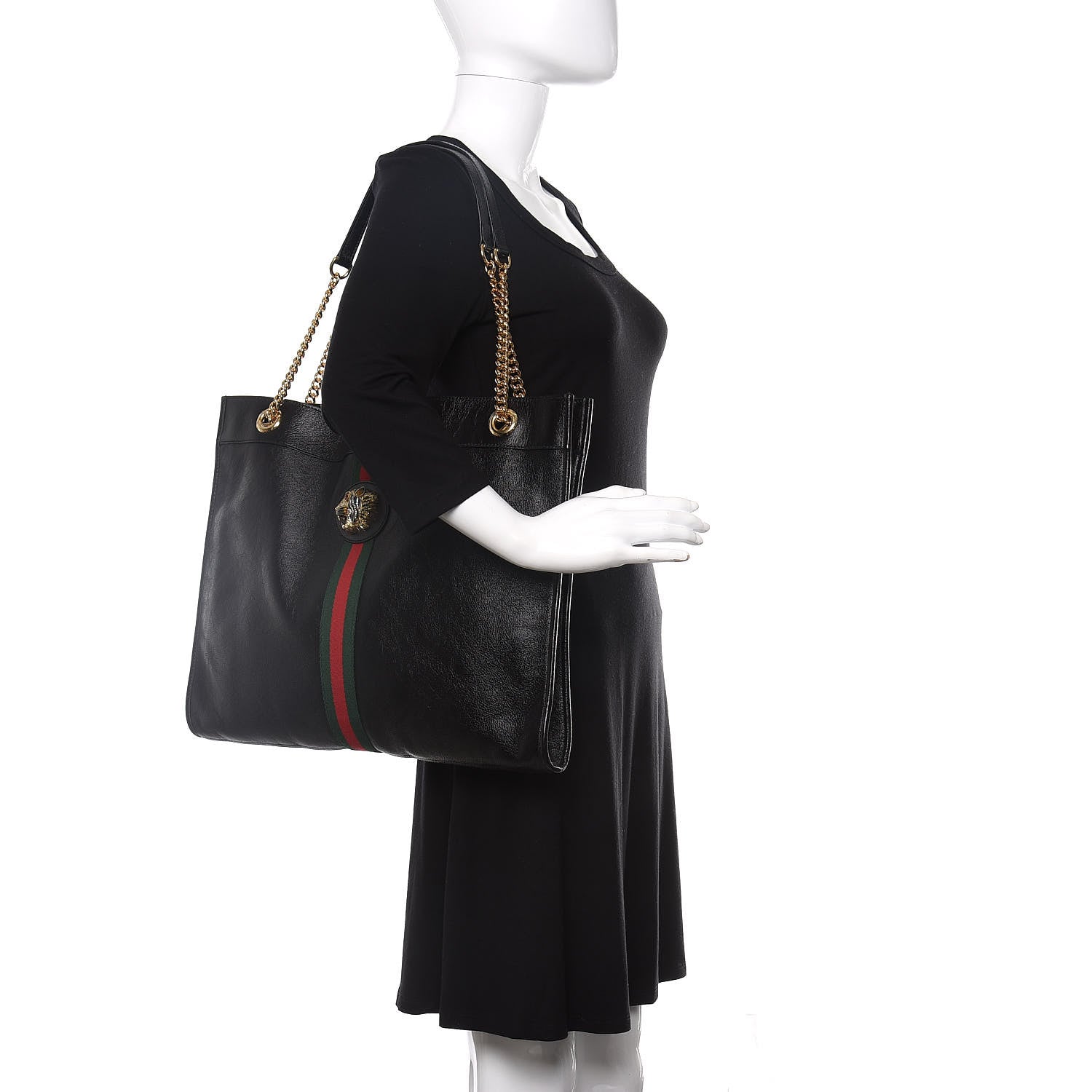 Gucci Calfskin Large Rajah Chain Tote Black 2 of 10