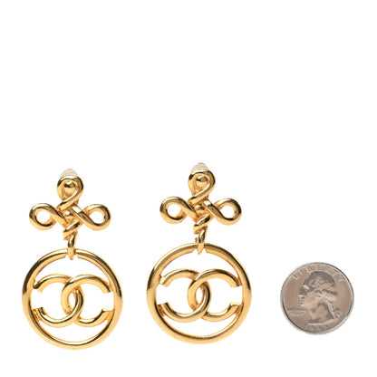 Chanel Large CC Drop Clip On Earrings Gold 2 of 4