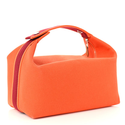 Hermes Canvas Large Bride-A-Brac Pouch Orange Feu Burgundy 3 of 8