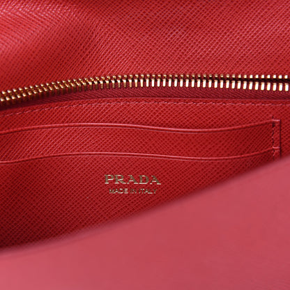 Prada Saffiano Metal Mini Flap Crossbody Wristlet Bag Fuoco 8 of 9