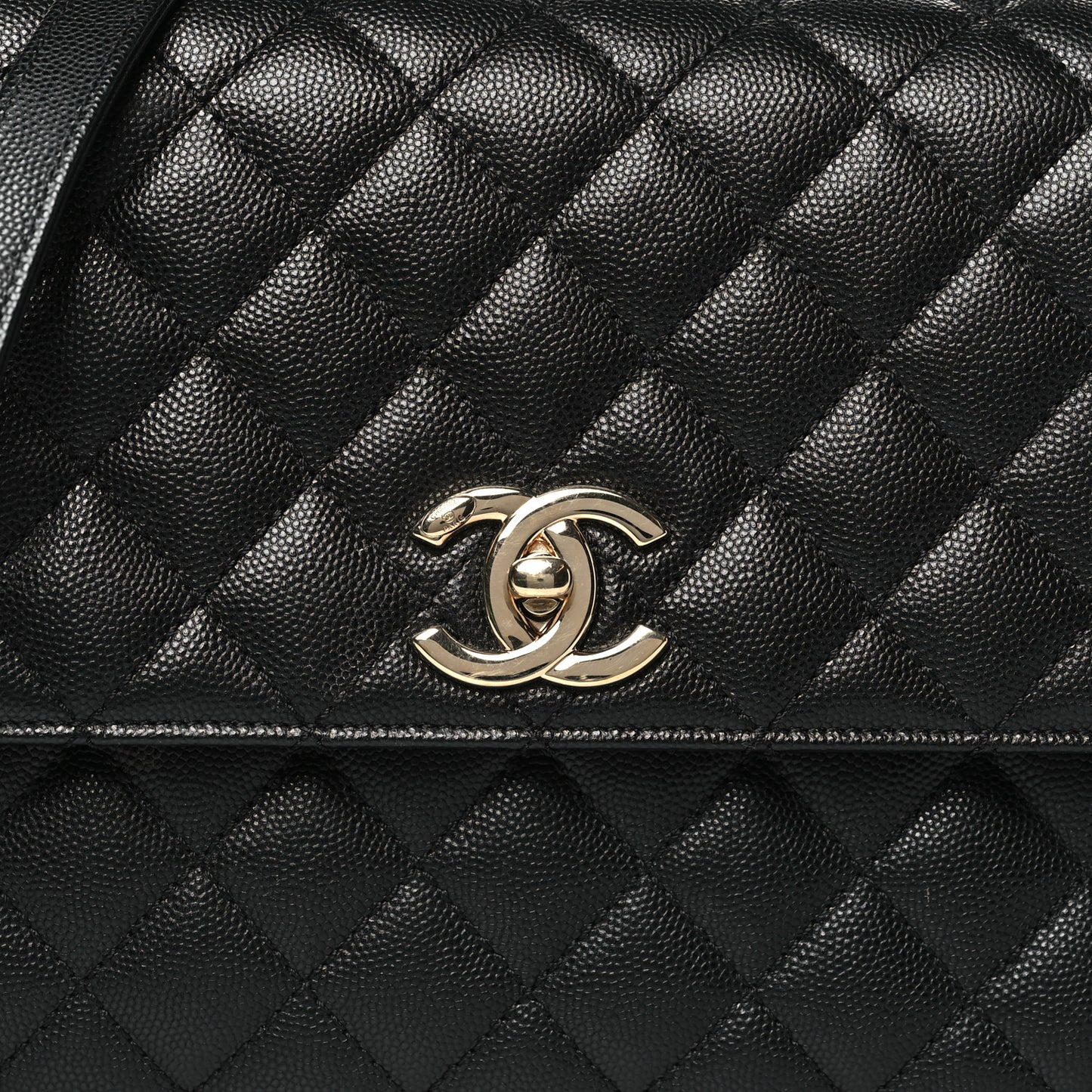 Caviar Quilted Small Coco Handle Flap Black