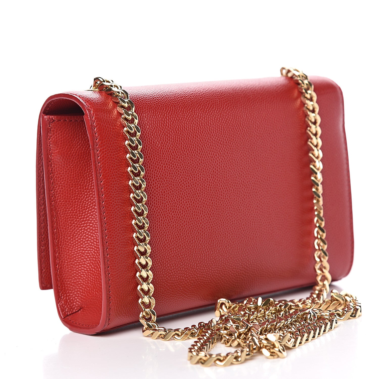 Saint Laurent Grain De Poudre Small Monogram Kate Satchel Red 3 of 11