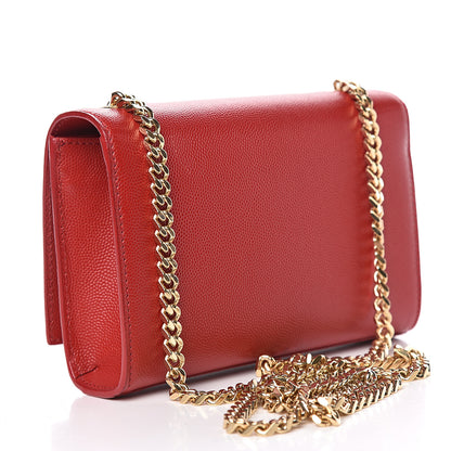 Saint Laurent Grain De Poudre Small Monogram Kate Satchel Red 3 of 11