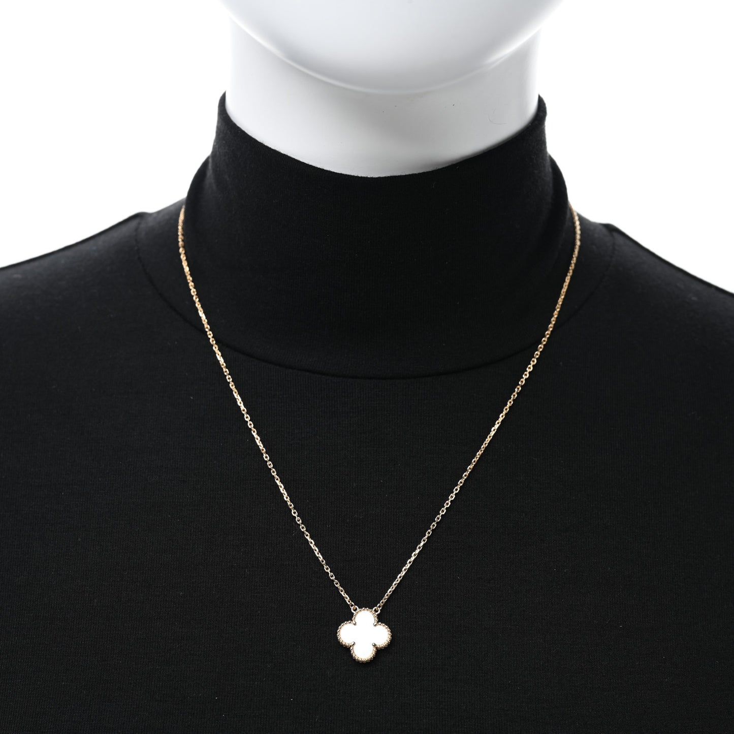 18K Yellow Gold Mother of Pearl Vintage Alhambra Pendant Necklace