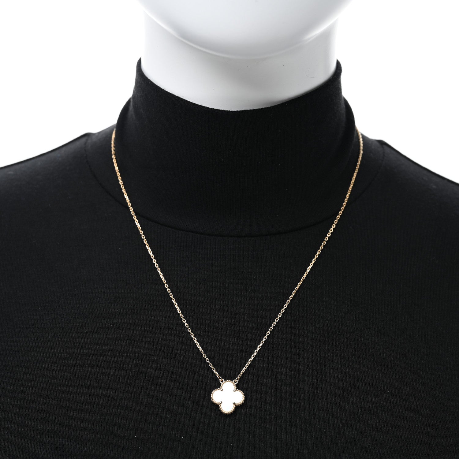 Van Cleef & Arpels 18K Yellow Gold Mother of Pearl Vintage Alhambra Pendant Necklace 3 of 5