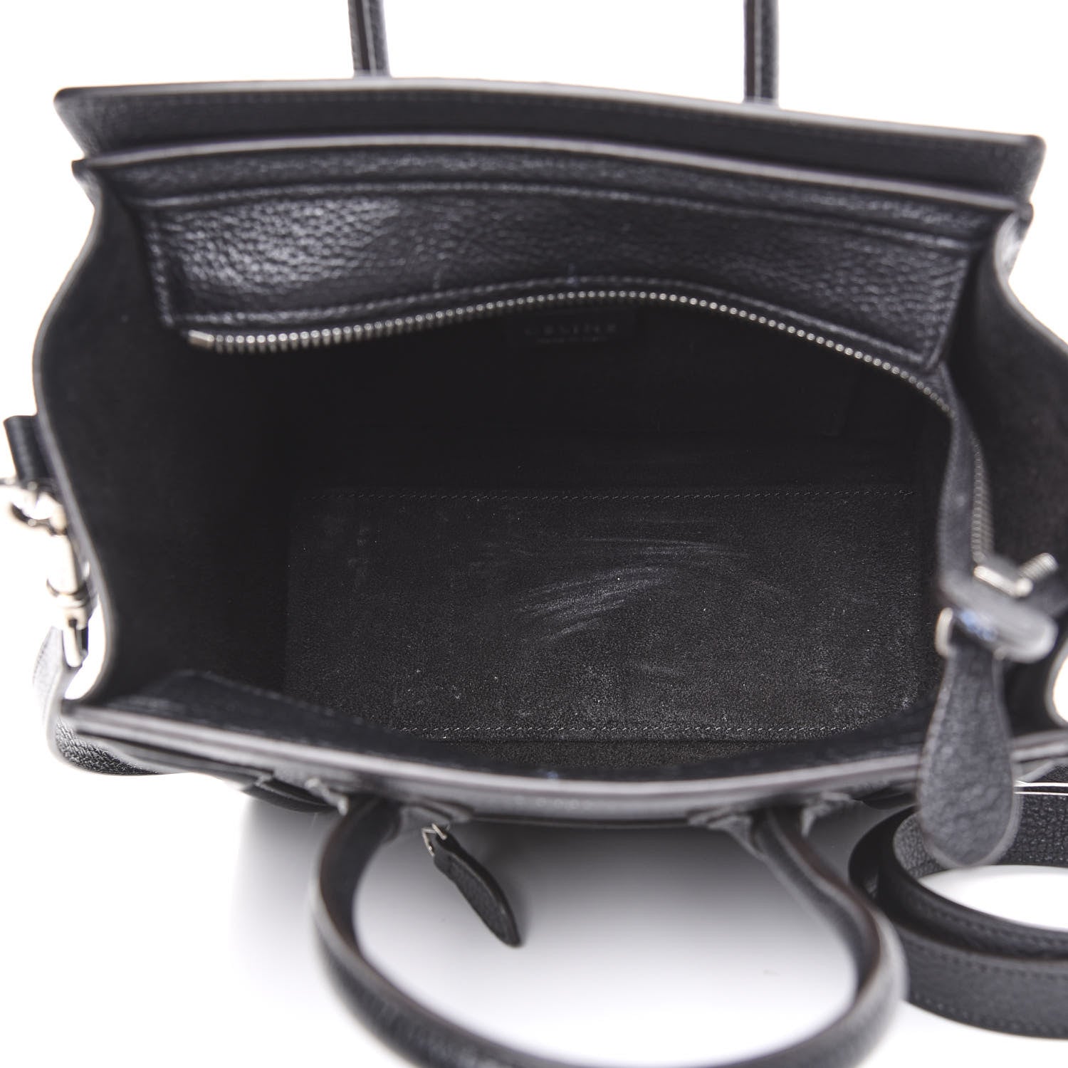 Celine Drummed Calfskin Nano Luggage Black 6 of 10