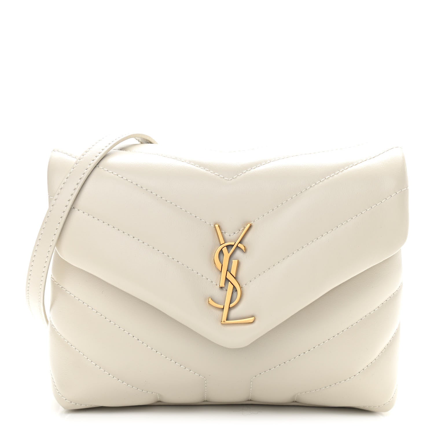 Saint Laurent Calfskin Y Quilted Monogram Toy Loulou Crossbody Bag Ivory 1 of 11