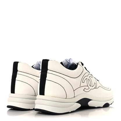 Chanel Cotton Womens CC Sneakers 39.5 White Black 5 of 10