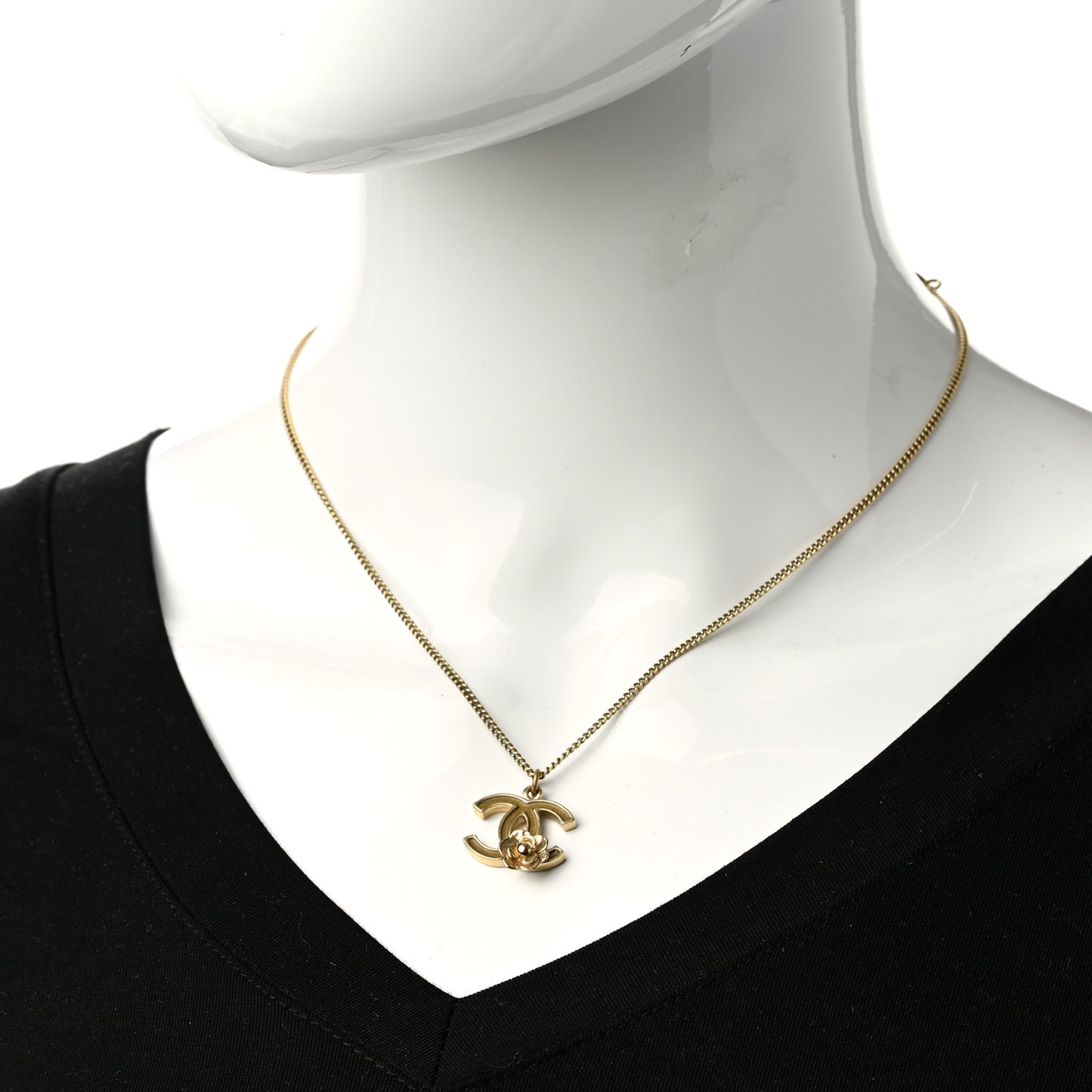 Resin CC Camellia Flower Necklace Gold