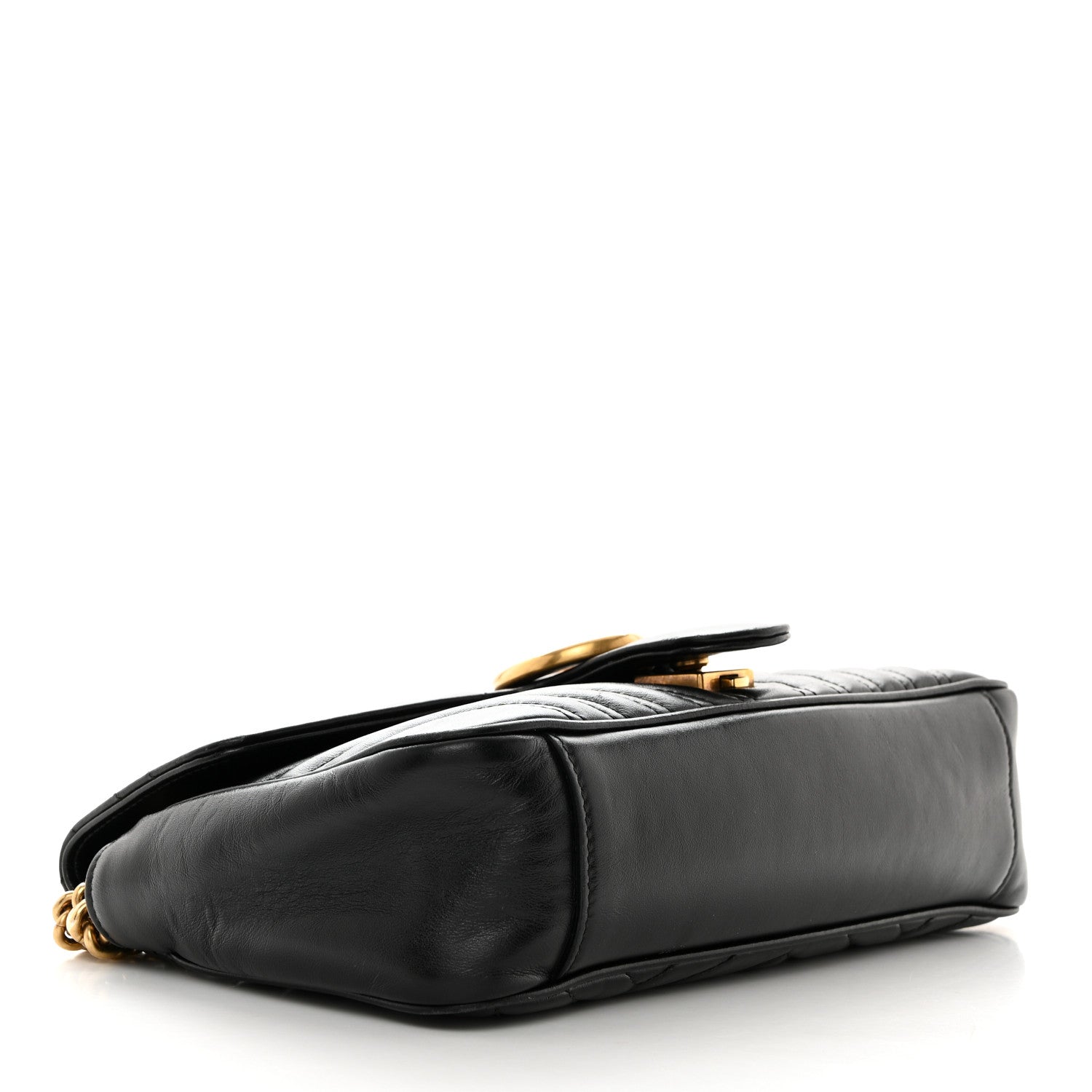 Gucci Calfskin Matelasse Small GG Marmont Shoulder Bag Black 4 of 15