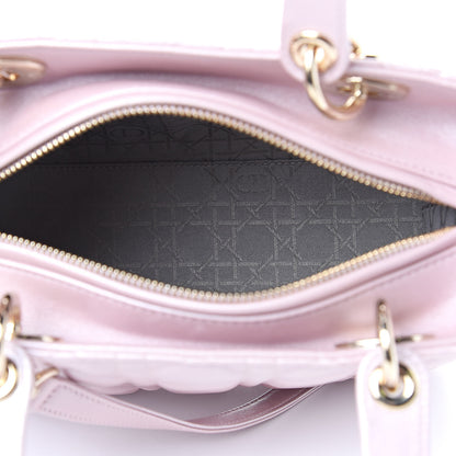 Christian Dior Pearly Lambskin Cannage Medium Lady Dior Lotus 5 of 14