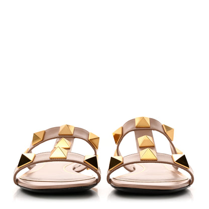 Valentino Garavani Calfskin Roman Stud Flat Slide Sandals 38 Rose Cannelle 2 of 9