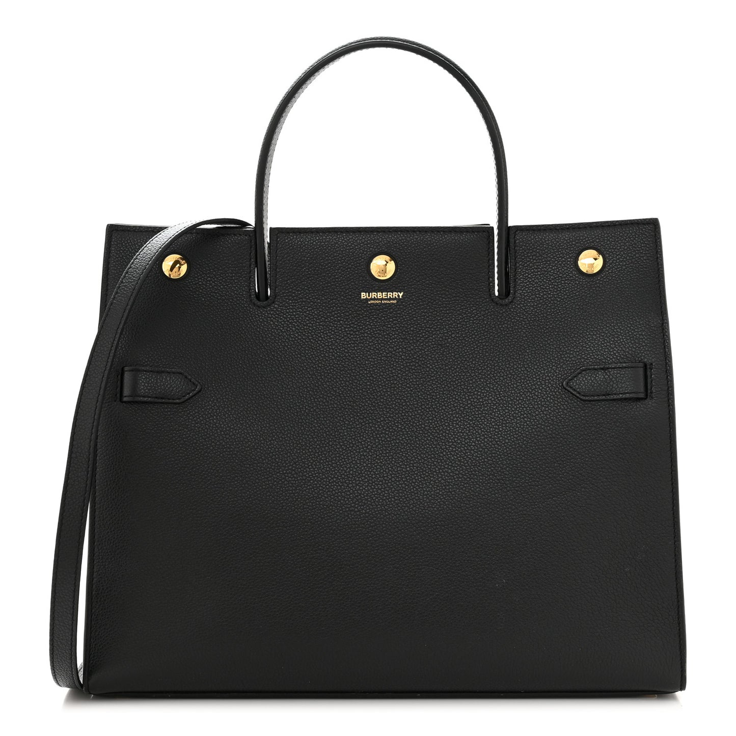 Grainy Calfskin Medium Title Bag Black