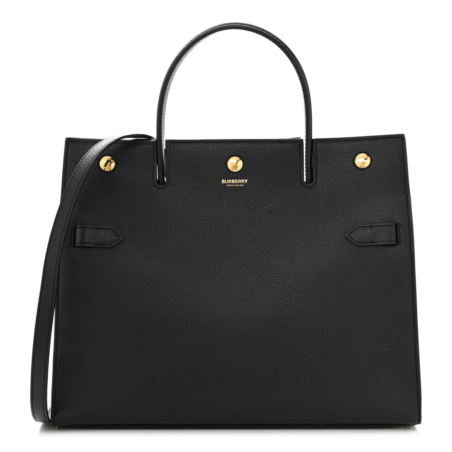 Burberry Grainy Calfskin Medium Title Bag Black 1 of 13