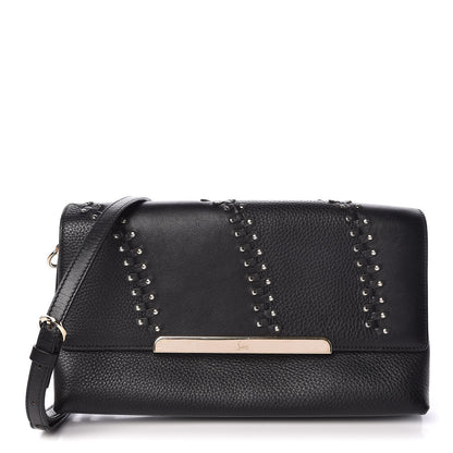 Christian Louboutin Calfskin Studded Frankenloubi Flap Crossbody Clutch Black 1 of 10