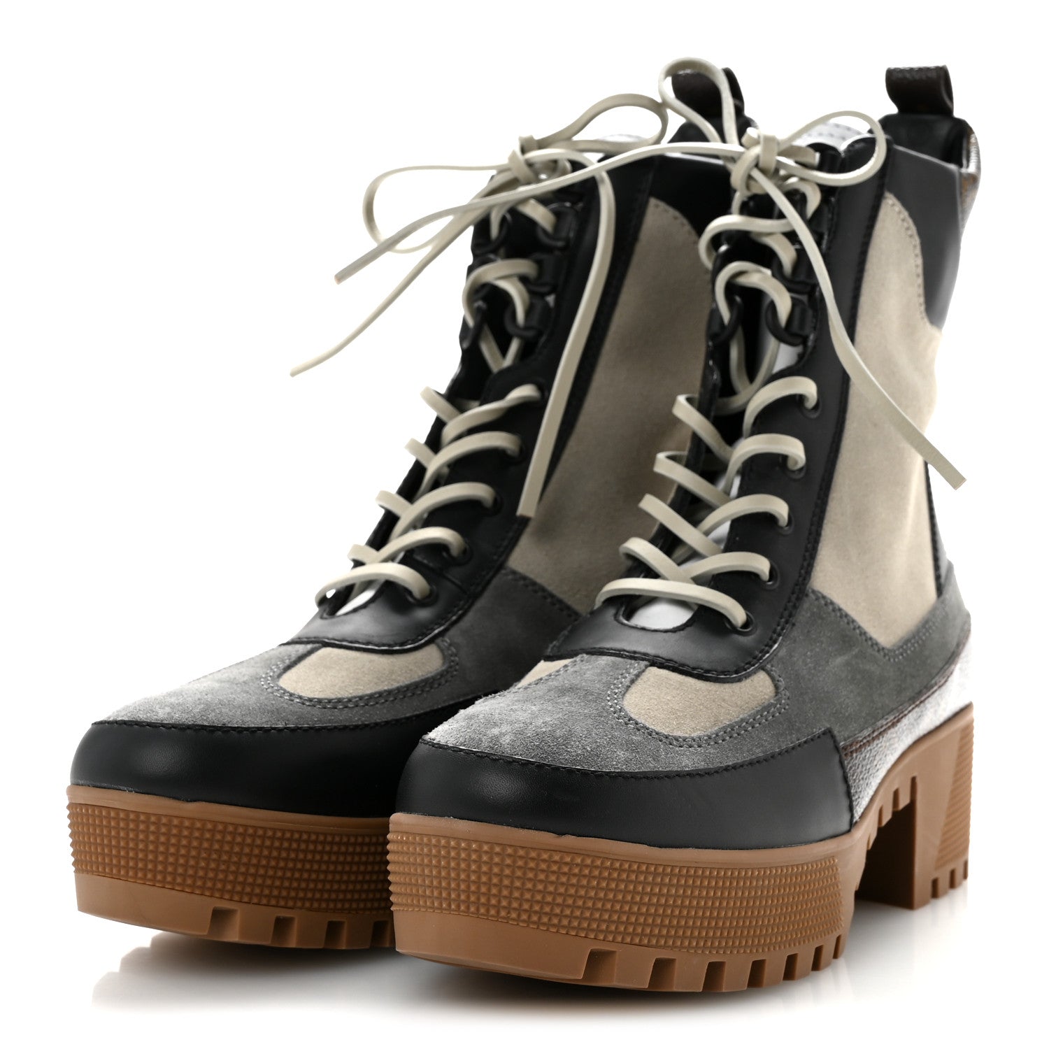 Louis Vuitton Suede Calfskin Monogram Laureate Platform Desert Boots 40 Grey 4 of 10