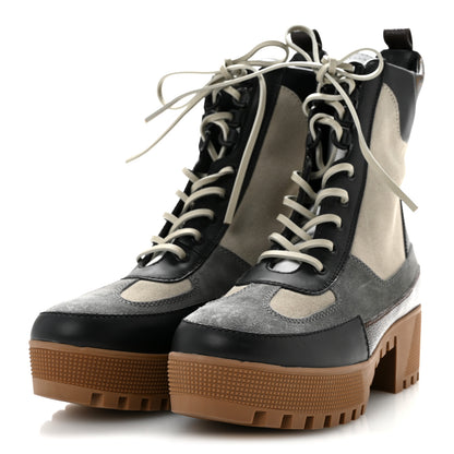 Louis Vuitton Suede Calfskin Monogram Laureate Platform Desert Boots 40 Grey 4 of 10