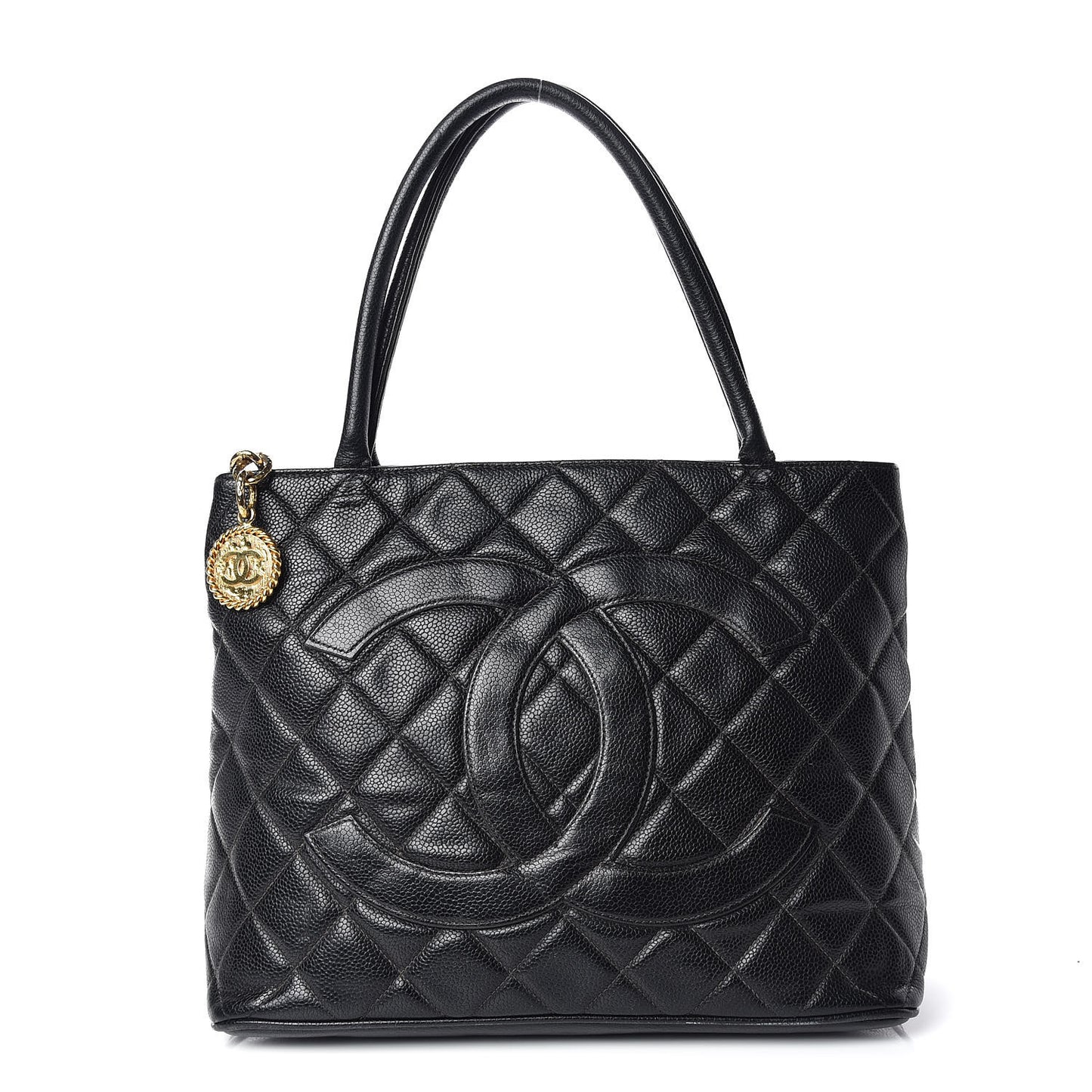 Caviar Quilted Medallion Tote Black