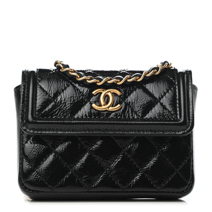 Chanel Shiny Aged Calfskin Quilted Waist Belt Bag Black 1 of 8