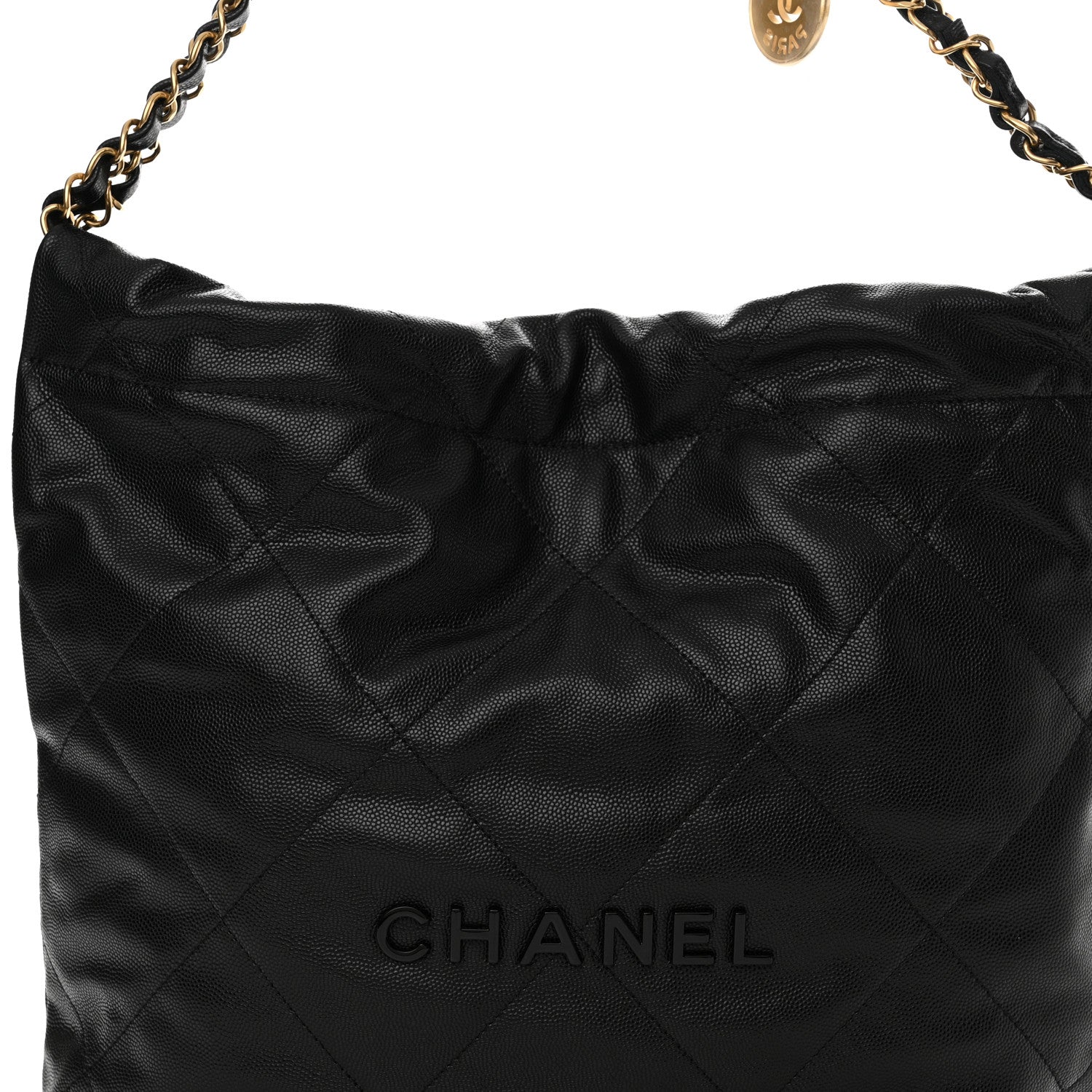Chanel Shiny Caviar Quilted Monochrome Small Chanel 22 Black 9 of 11