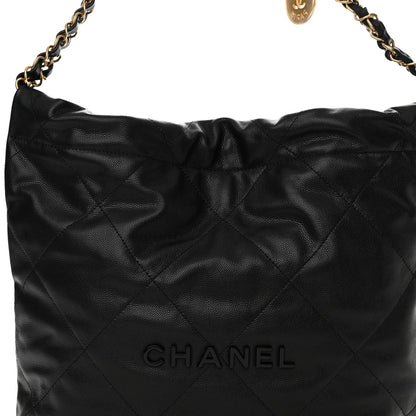 Chanel Shiny Caviar Quilted Monochrome Small Chanel 22 Black 9 of 11