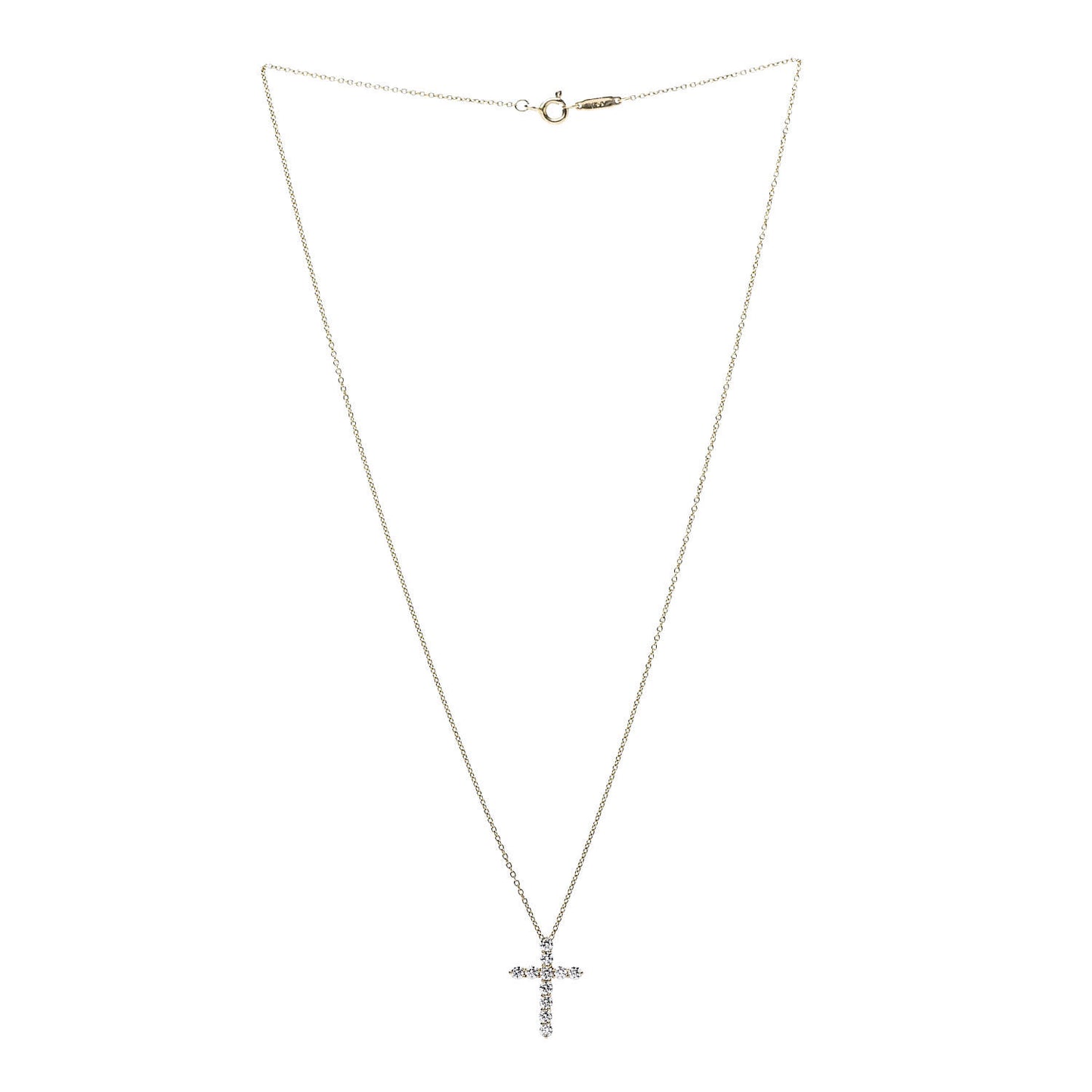 18K Yellow Gold Diamond .42ct Cross Pendant Necklace