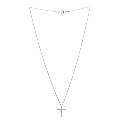 Tiffany 18K Yellow Gold Diamond .42ct Cross Pendant Necklace 3 of 7